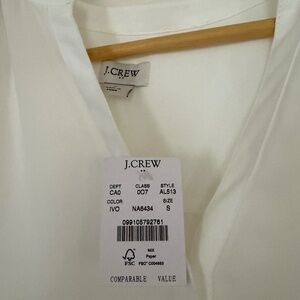 NWT!! J. crew RUFFLE-SLEEVE CAMP SHIRT SMALL / IVORY (Size S)